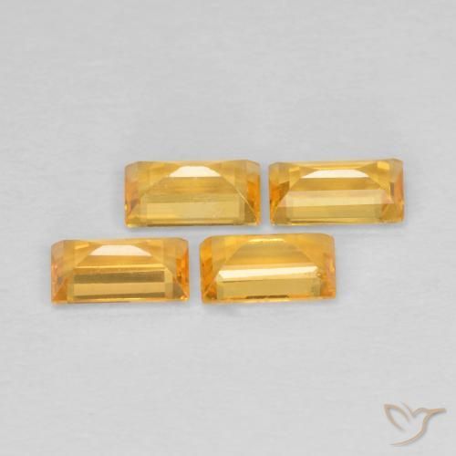 Pedras preciosas de Safira Dourado Médio-escuro natural de 1.09 ct, baguete, VS