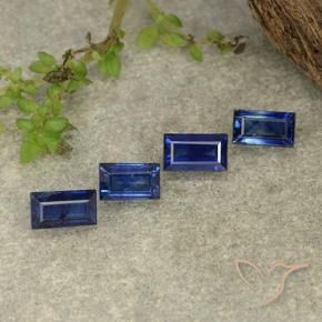 Pedras preciosas de Safira Azul profundo natural de 1.55 ct, baguete, VS
