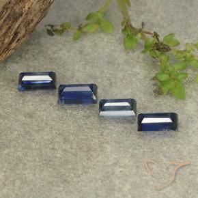Pedras preciosas de Safira Azul profundo natural de 1.55 ct, baguete, VS