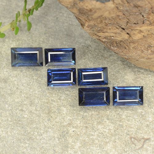 2.20ctw Natural Azul profundo Safira, baguete, VS