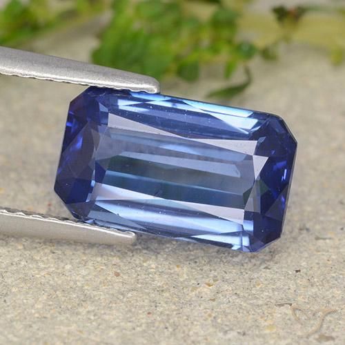 Safira centáurea azul Natural 4.90ct, Corte Octógono / Esmeralda, VS