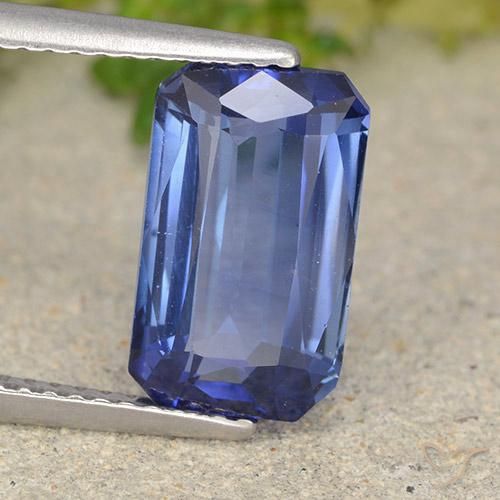 Safira centáurea azul Natural 4.90ct, Corte Octógono / Esmeralda, VS