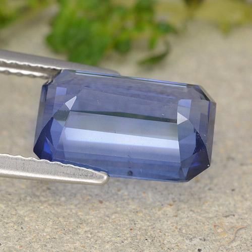 Safira centáurea azul Natural 4.90ct, Corte Octógono / Esmeralda, VS