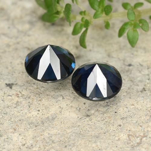 Pedras preciosas de Safira Azul da meia noite natural de 1.26 ct, Redondo, VS