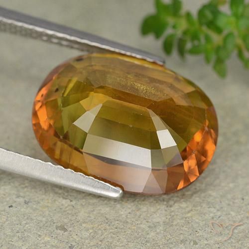 Safira Laranja acastanhado Natural 7.82ct, oval, VS-SI
