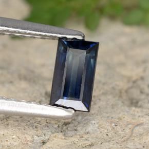 Safira Azul profundo Natural 0.59ct, baguete, VS