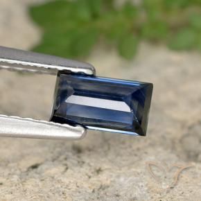 Safira Azul profundo Natural 0.59ct, baguete, VS