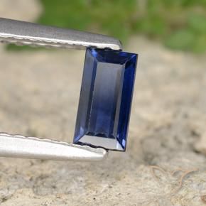 Safira azul real natural 0,46ct, baguete, VS