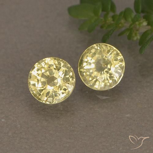 Pedras preciosas de Safira Medium Light-Yellow natural de 0.97 ct, Redondo, VVS-VS
