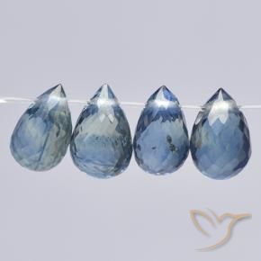 Pedras preciosas de safira azul natural de 2,34 ct, briolete, VS