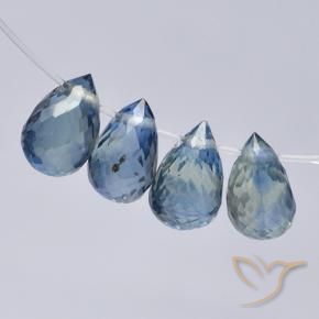 Pedras preciosas de safira azul natural de 2,34 ct, briolete, VS