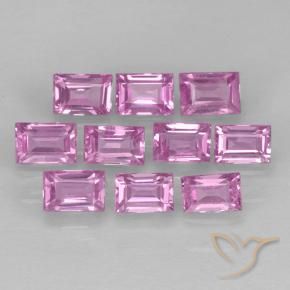 Pedras preciosas de Safira Luz rosa natural de 1.08 ct, baguete, VS