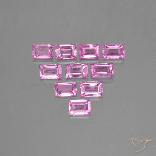 Pedras preciosas de Safira Luz rosa natural de 1.15 ct, baguete, VS