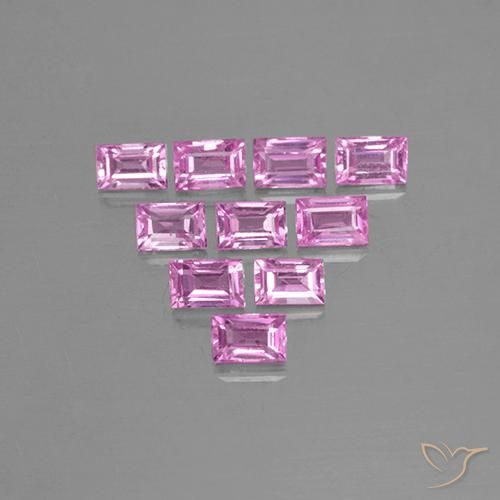 Pedras preciosas de Safira Luz rosa natural de 1.19 ct, baguete, VS