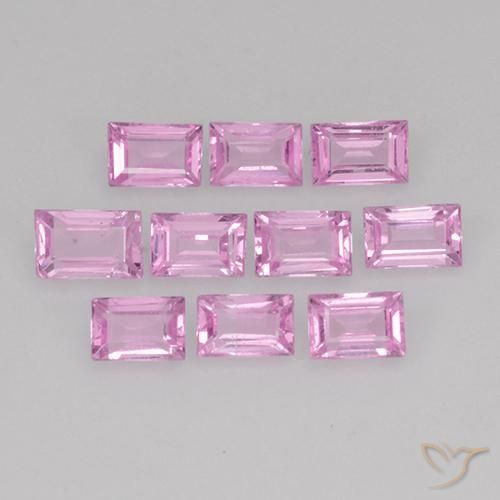 Pedras preciosas de Safira Roxo Royal Muito Claro Rosa natural de 1.05 ct, baguete, VS