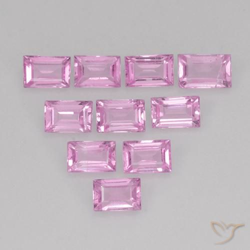 Pedras preciosas de Safira Roxo Royal Muito Claro Rosa natural de 1.05 ct, baguete, VS