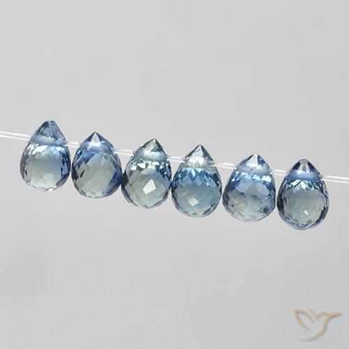 Pedras preciosas de Safira Azul claro natural de 2.18 ct, Briolette, VS