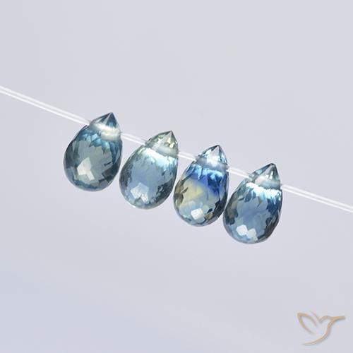 Pedras preciosas de Safira amarelo verde azul natural de 1.84 ct, Briolette, VS