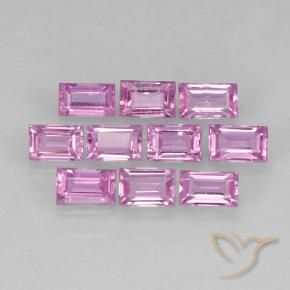 Pedras preciosas de Safira Luz rosa natural de 1.18 ct, baguete, VS