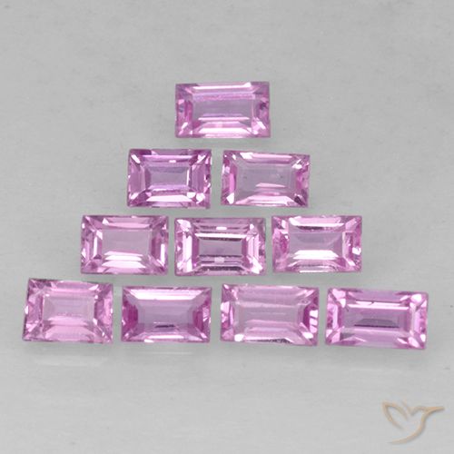 Pedras preciosas de Safira Roxo Real Claro Rosa natural de 1.19 ct, baguete, VS