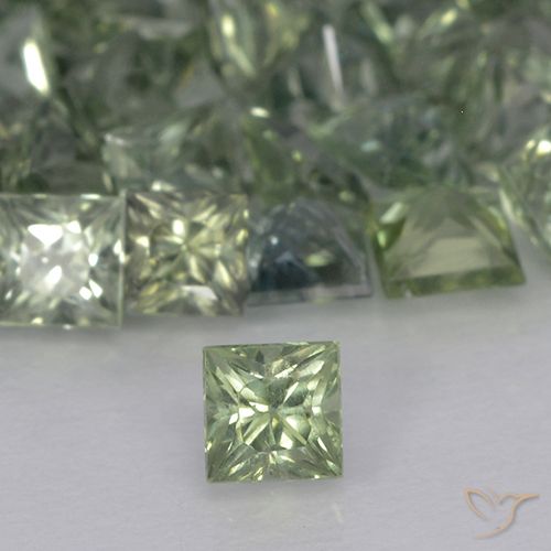 0.22ct Natural Verde Sábio Claro Safira, Quadrado, VVS-VS