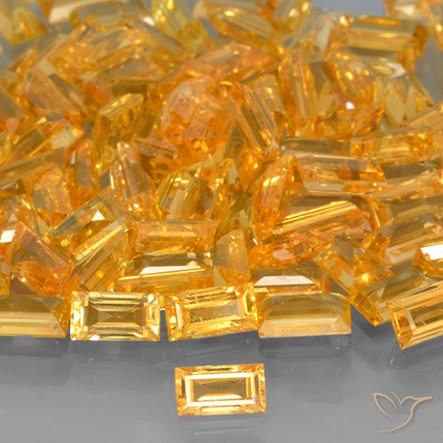 0.26ct Natural Laranja Médio Safira, baguete, VVS-VS