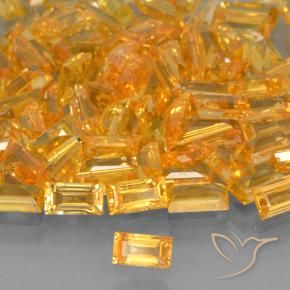 Safira Laranja Médio Natural 0.26ct, baguete, VVS-VS