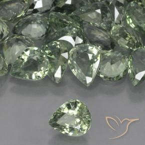 Safira Luz verde Natural 0.68ct, Formato de pêra, VVS-VS