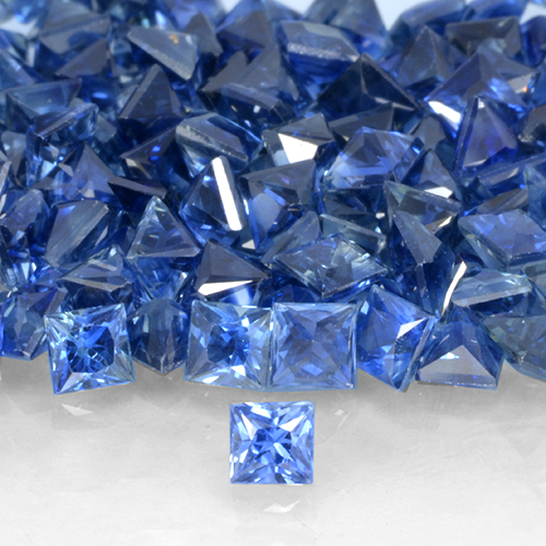 Safira Azul escuro Natural 0.17ct, Quadrado, VVS-VS