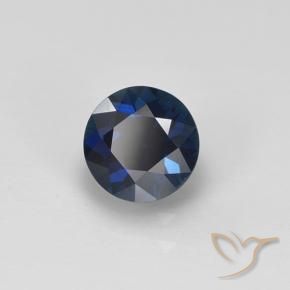 Safira Noite azul Natural 0.58ct, Redondo, VVS-VS