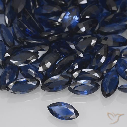 Safira Azul marinho profundo Natural 0.48ct, Marquesa, VVS-VS