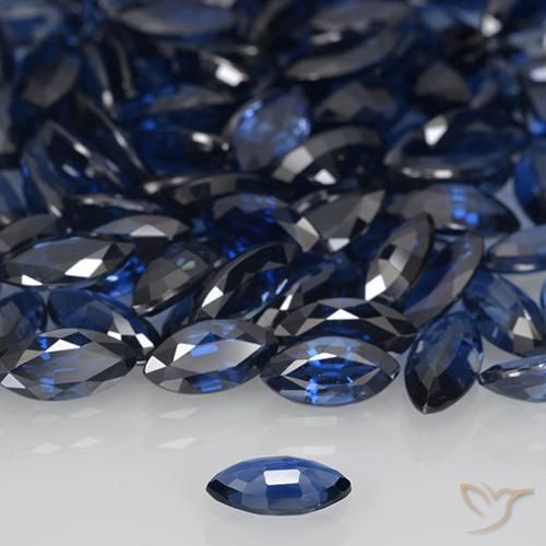 Safira Azul marinho profundo Natural 0.48ct, Marquesa, VVS-VS