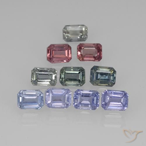 Pedras preciosas de Safira Multicolorido natural de 3.06 ct, Corte Octógono / Esmeralda, VS