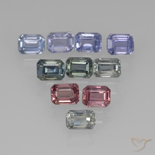 Pedras preciosas de Safira Multicolorido natural de 3.06 ct, Corte Octógono / Esmeralda, VS