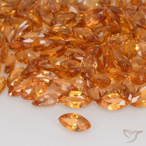 Safira laranja tigre Natural 0.20ct, Marquesa, VVS-VS