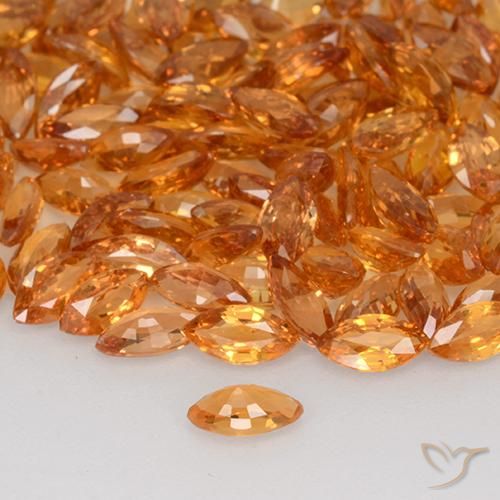 Safira laranja tigre Natural 0.20ct, Marquesa, VVS-VS