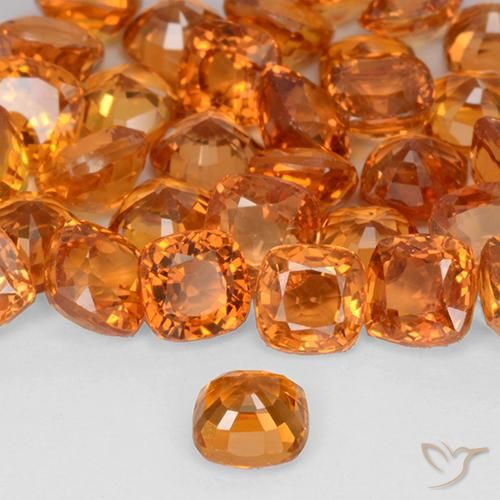 Safira Laranja brilhante Natural 0.49ct, Almofada, VVS-VS