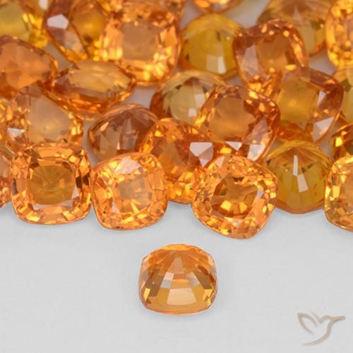 Safira Laranja brilhante Natural 0.52ct, Almofada, VVS-VS