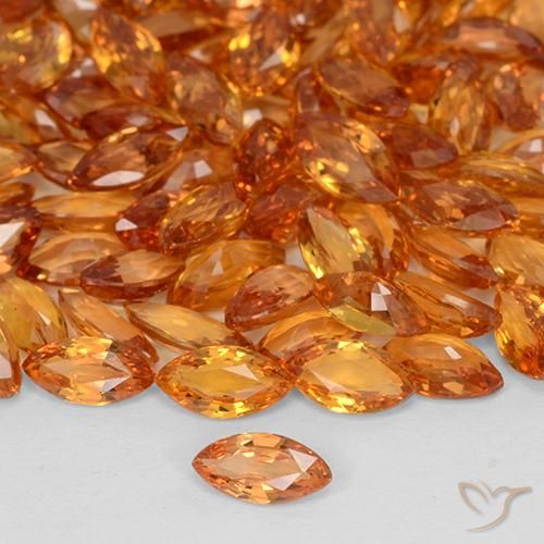 Safira Laranja brilhante Natural 0.19ct, Marquesa, VVS-VS