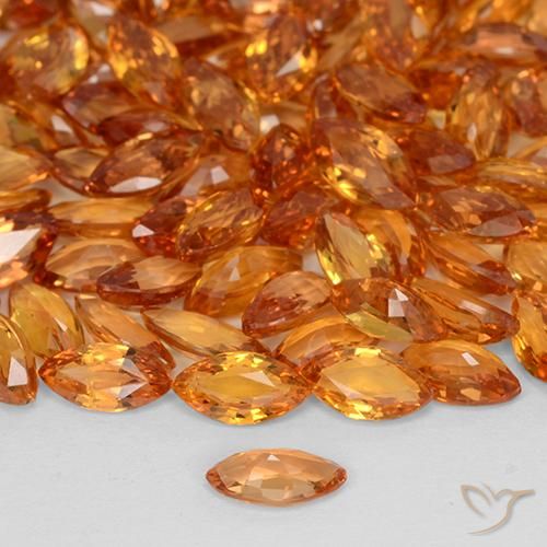 Safira Laranja brilhante Natural 0.19ct, Marquesa, VVS-VS