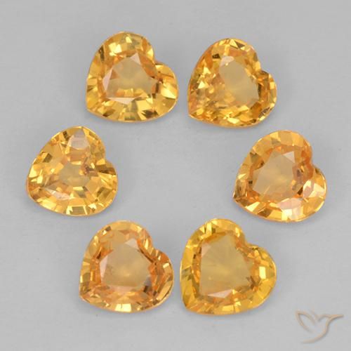 Pedras preciosas de Safira Laranja Profundo-Ouro natural de 1.16 ct, Formato de coração, VS