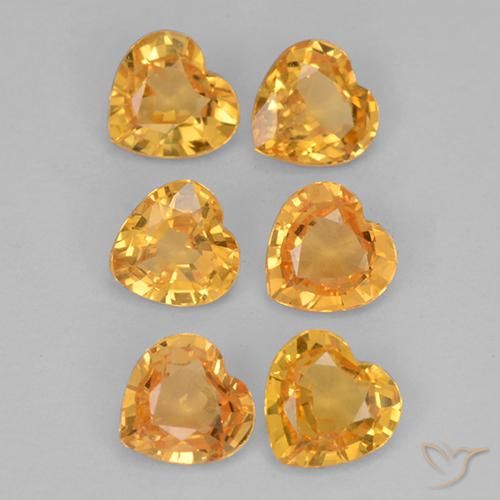 Pedras preciosas de Safira Laranja Profundo-Ouro natural de 1.16 ct, Formato de coração, VS