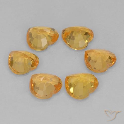 Pedras preciosas de Safira Laranja Profundo-Ouro natural de 1.16 ct, Formato de coração, VS