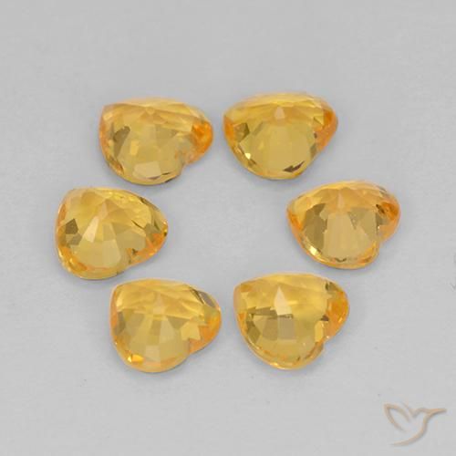 Pedras preciosas de Safira Laranja Dourado Profundo natural de 1.51 ct, Coração, VS