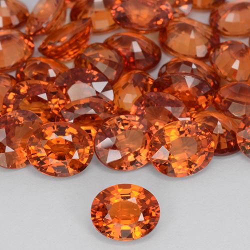 Safira laranja avermelhado Natural 0.81ct, oval, VVS-VS