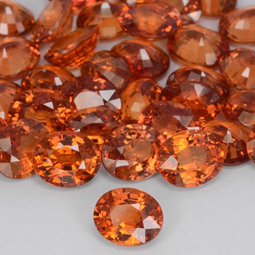Safira laranja avermelhado Natural 0.81ct, oval, VVS-VS