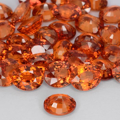 Safira laranja avermelhado Natural 0.81ct, oval, VVS-VS