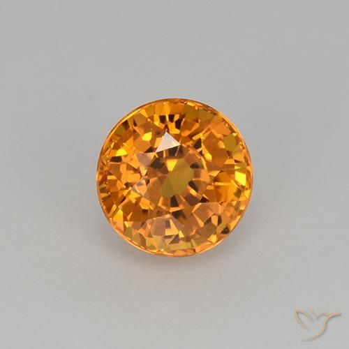 0.98ct Natural Laranja Profundo-Ouro Safira, Redondo, VVS