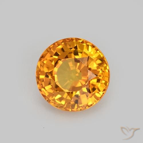 Safira Laranja Profundo-Ouro Natural 1.08ct, Redondo, VVS-VS