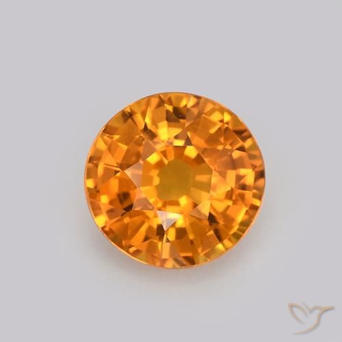 0.99ct Natural Laranja Profundo-Ouro Safira, Redondo, VVS